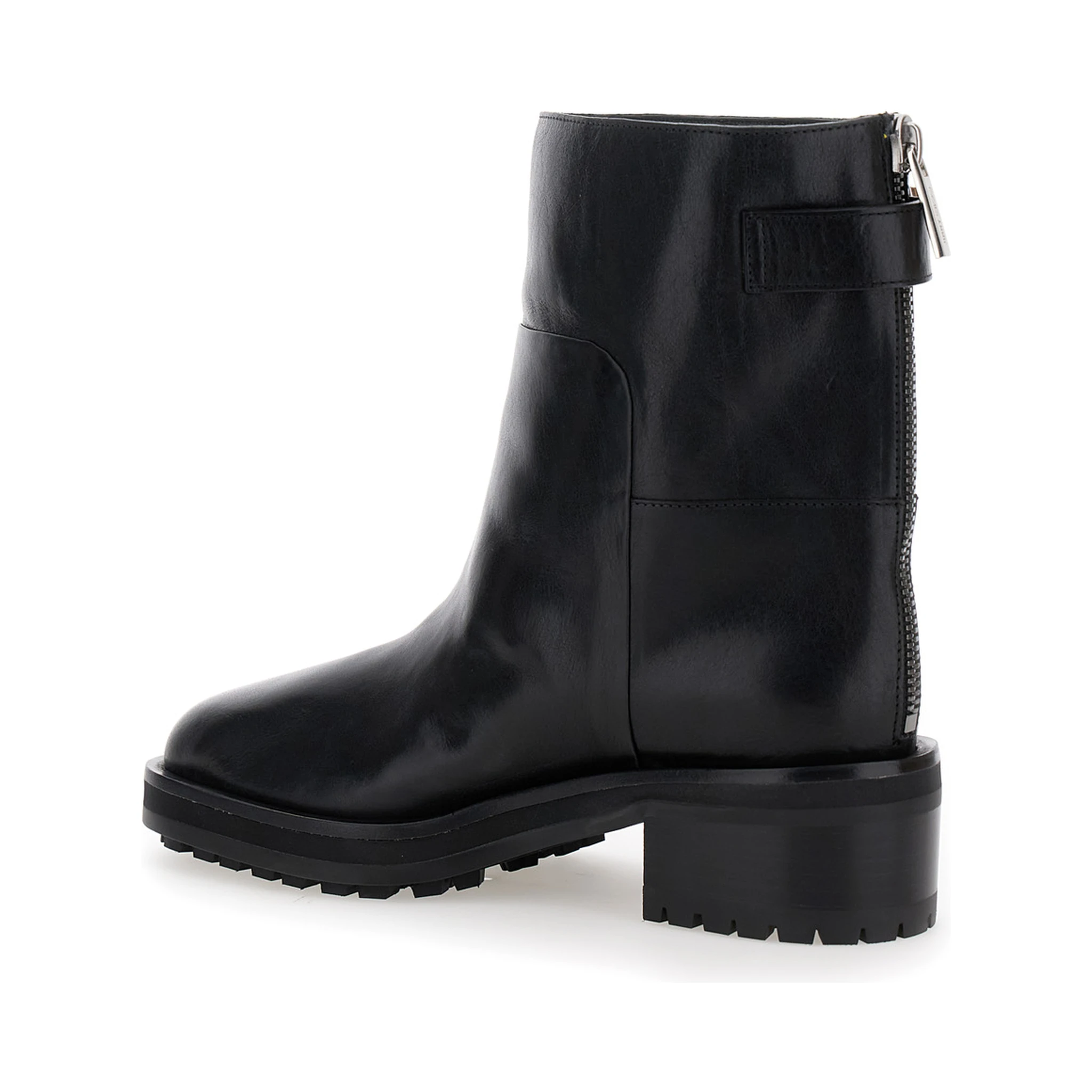 Brooklyn Black Ankle Boots with Buckle in Smooth Leather Woman