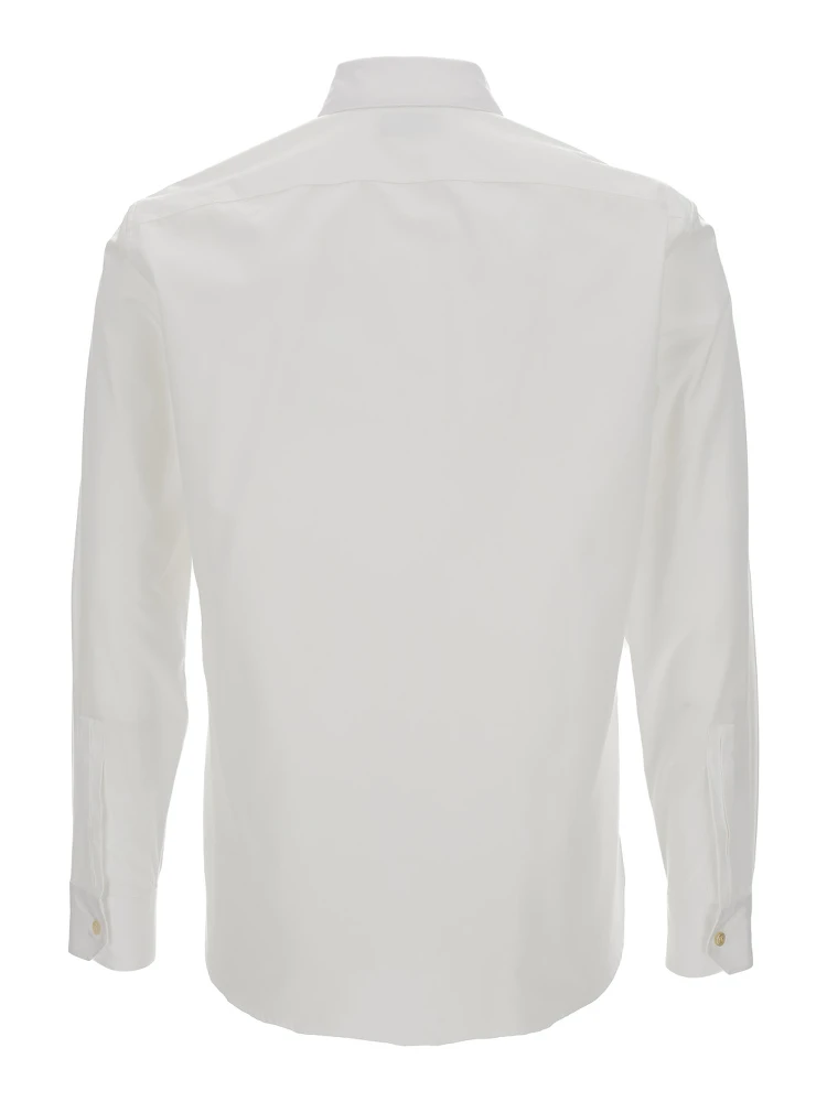 White Pointed Collar Long Sleeve Shirt in Cotton Man alternative