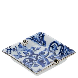 Blue and White Ashtray with Blu Mediterraneo Motif in Porcelain