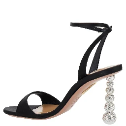 Yes Baby Black Strappy Sandals with Sculptural Heel in Satin Woman