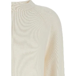 Toldim White Crewneck Sweater with Middle Stitch Detail in Cashmere Woman