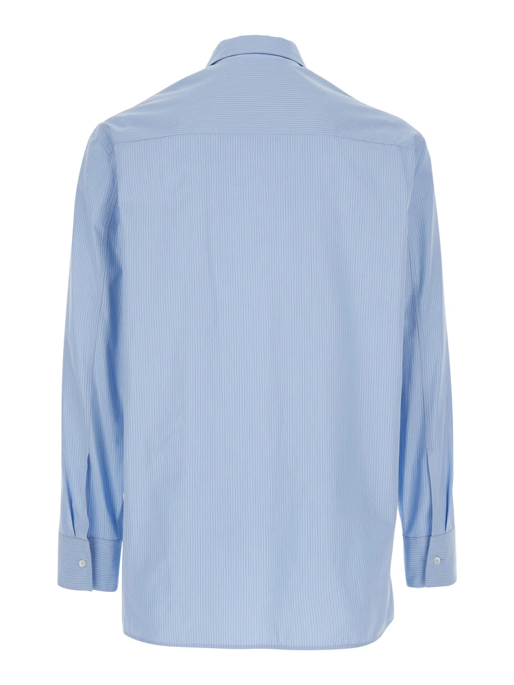 Light-Blue Pinstriped Shirt with Pointed Collar in Cotton Man alternative