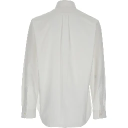 White Shirt with Logo Embroidered on the Front in Cotton Man