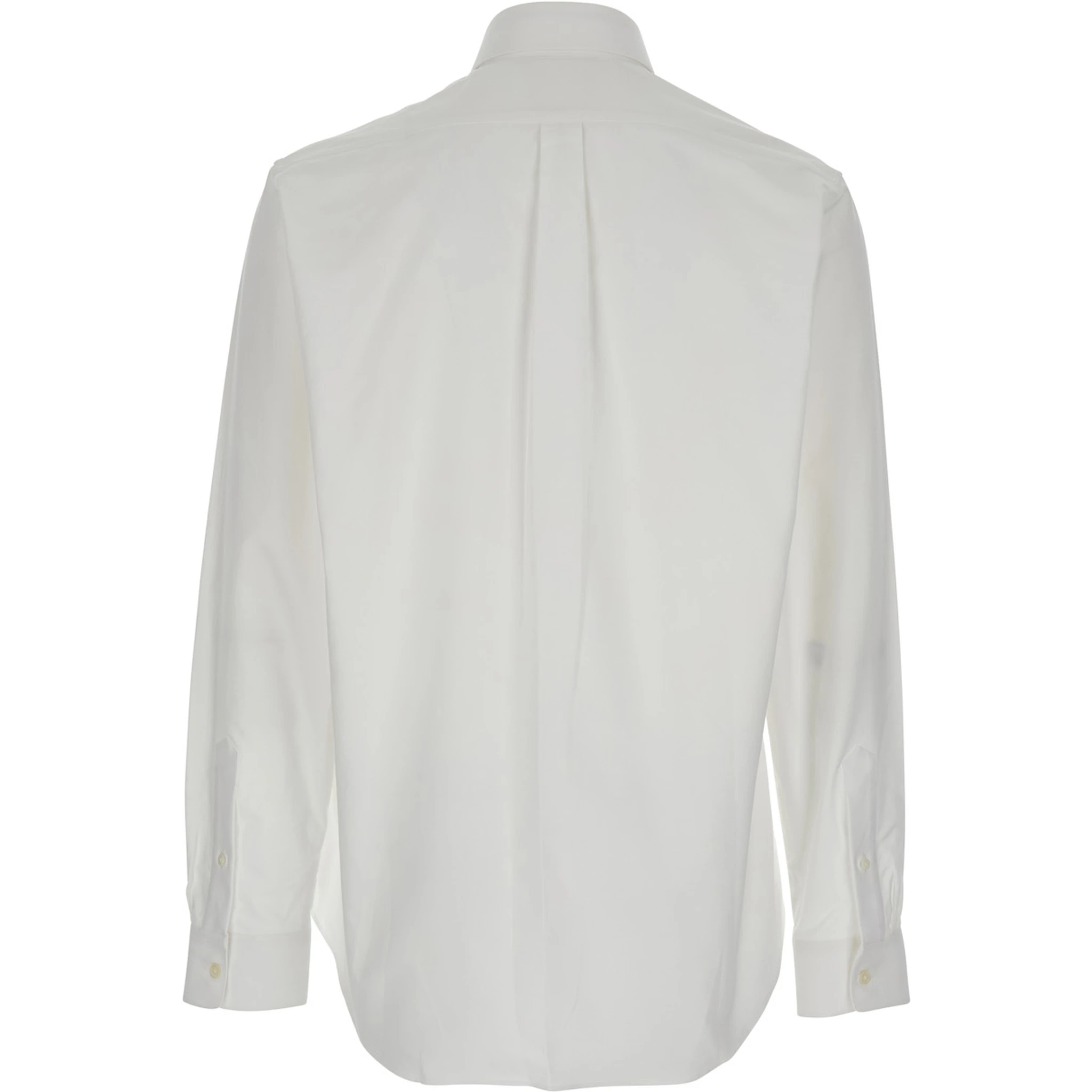 White Shirt with Logo Embroidered on the Front in Cotton Man