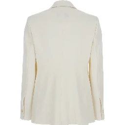 Palchi White Jacket with Classic Lapels in Virgin Wool Woman