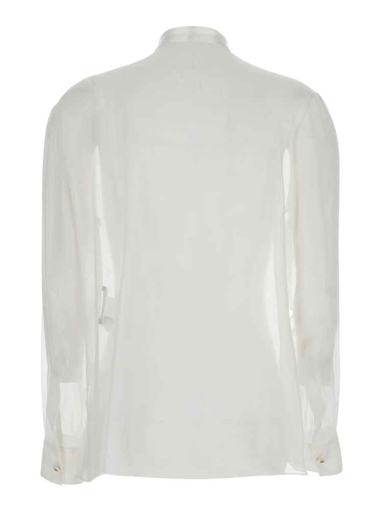 White Shirt with Pussy-Bow Collar in SIlk Woman alternative