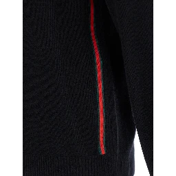 Black Crewneck Sweater with Web Detail in Cashmere Man