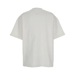 White Crewneck T-Shirt with Tonal Logo Print on the Front in Cotton Woman