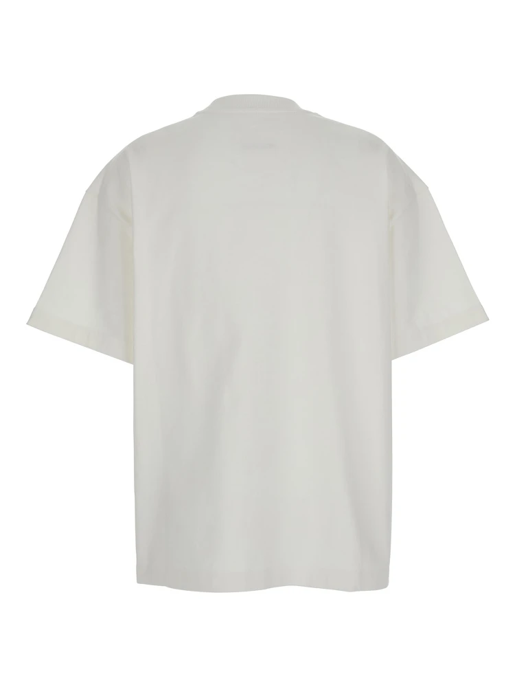 White Crewneck T-Shirt with Tonal Logo Print on the Front in Cotton Woman alternative