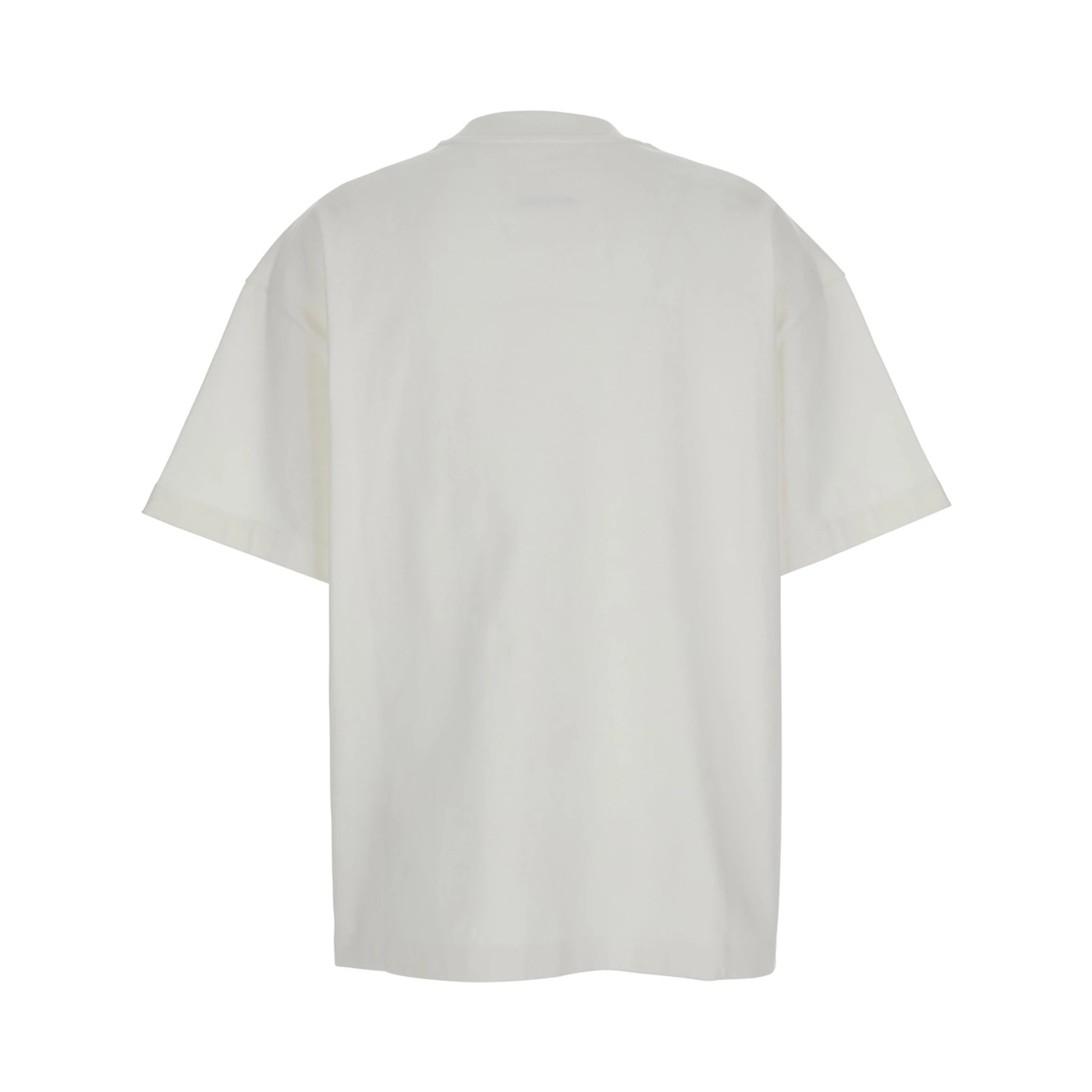 White Crewneck T-Shirt with Tonal Logo Print on the Front in Cotton Woman