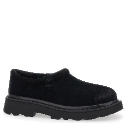 Tasman Black Mule with Raised Sole in Suede Man