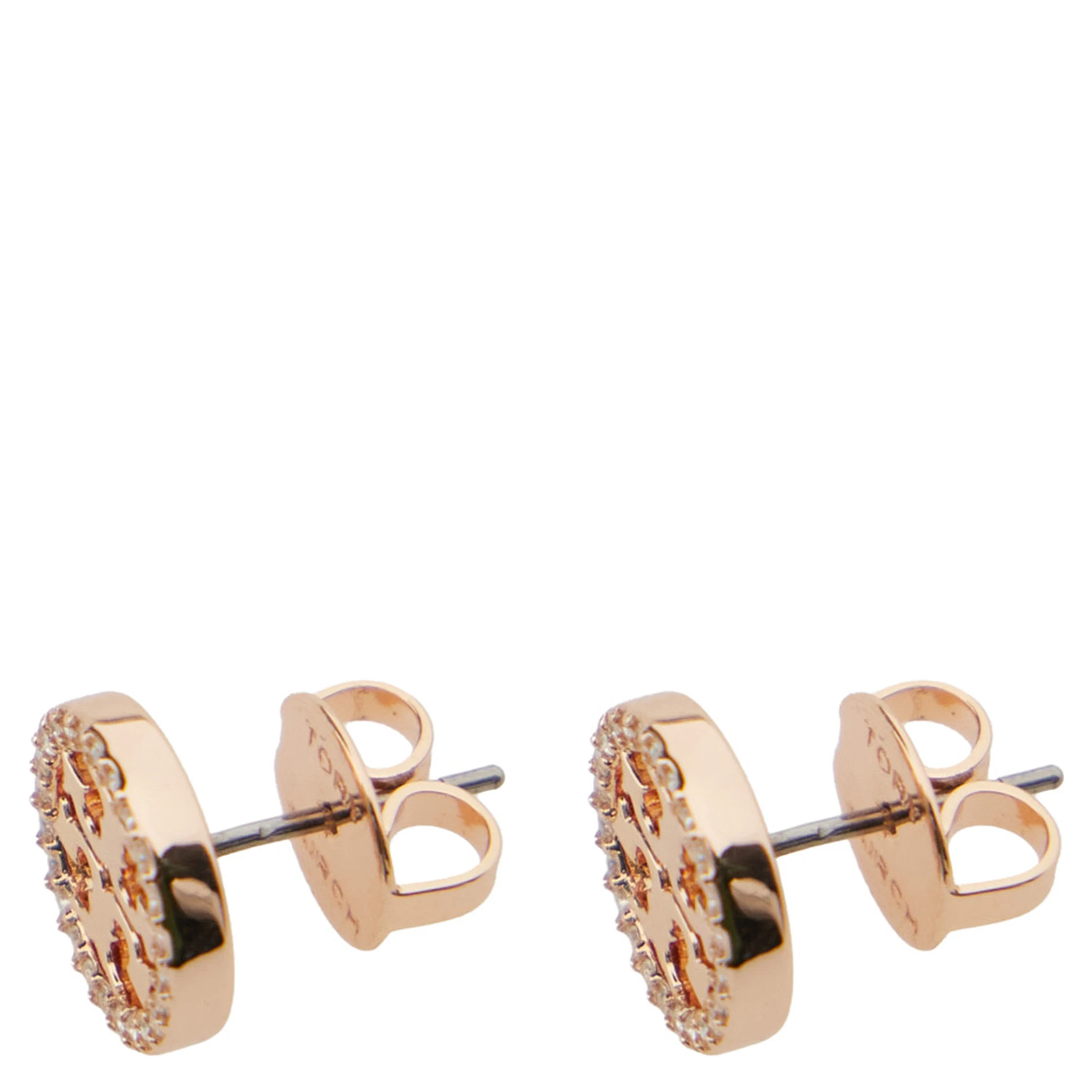 Miller Metallic Stud Earings with Crystal Embellishments in Brass Blend Woman