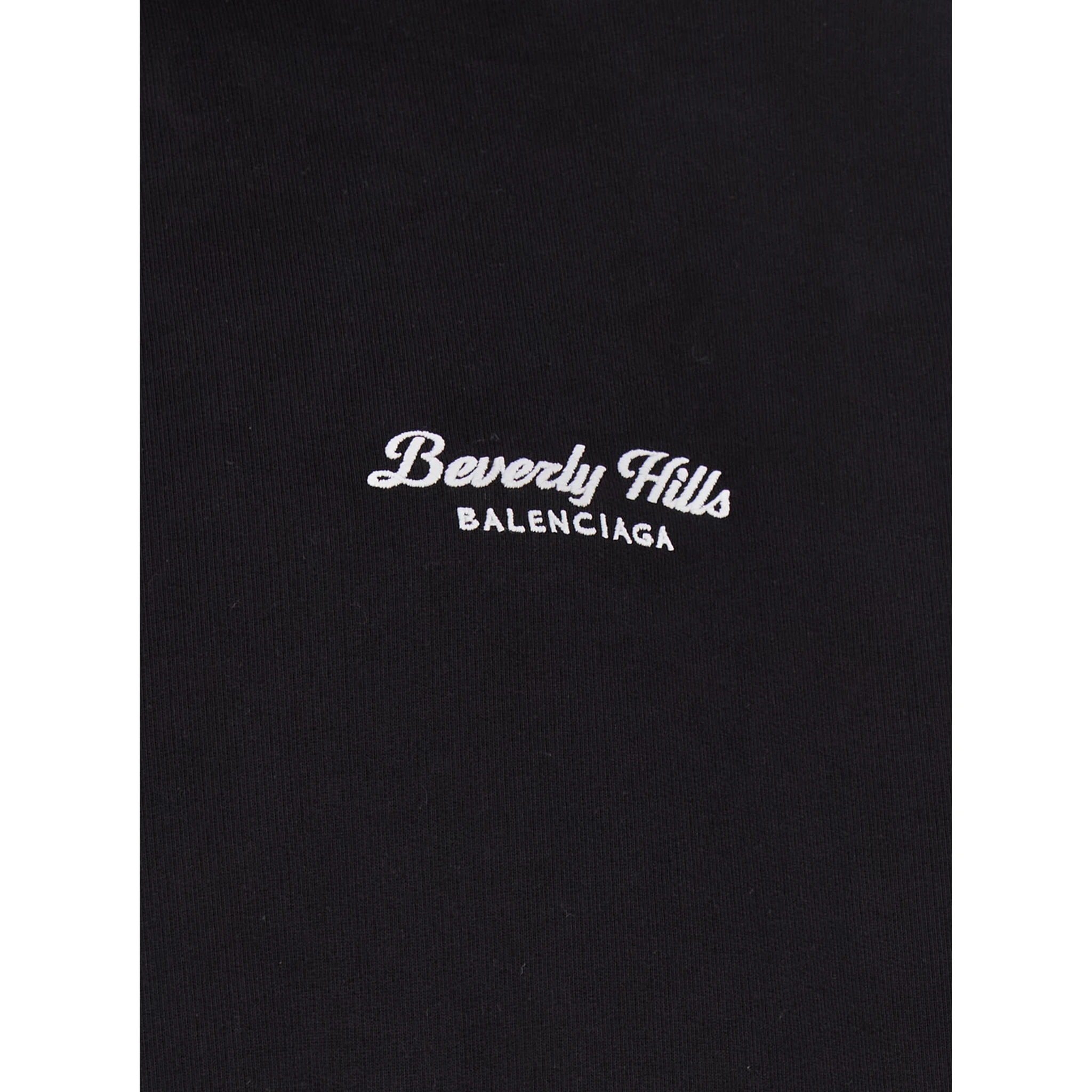 Beverly Hills Oversized Black Hoodie with Logo Print in Cotton Woman