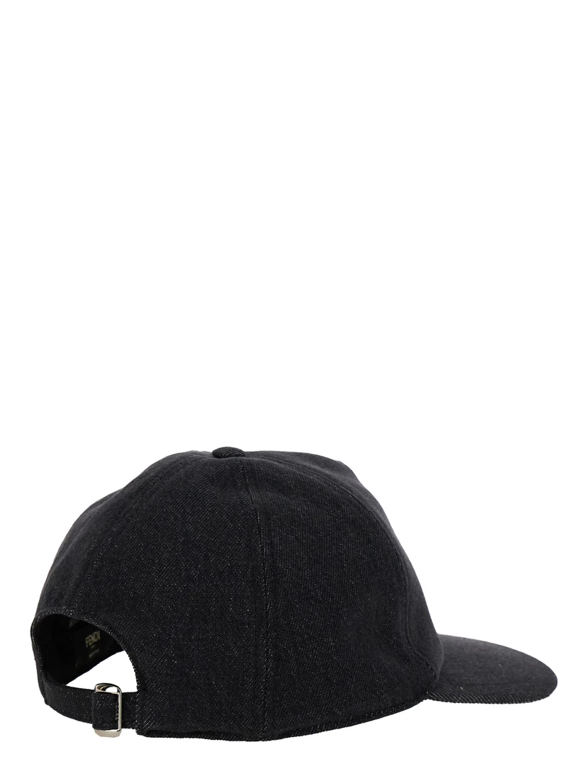 Black Baseball Cap with Embroidered FF Logo in Cotton Man