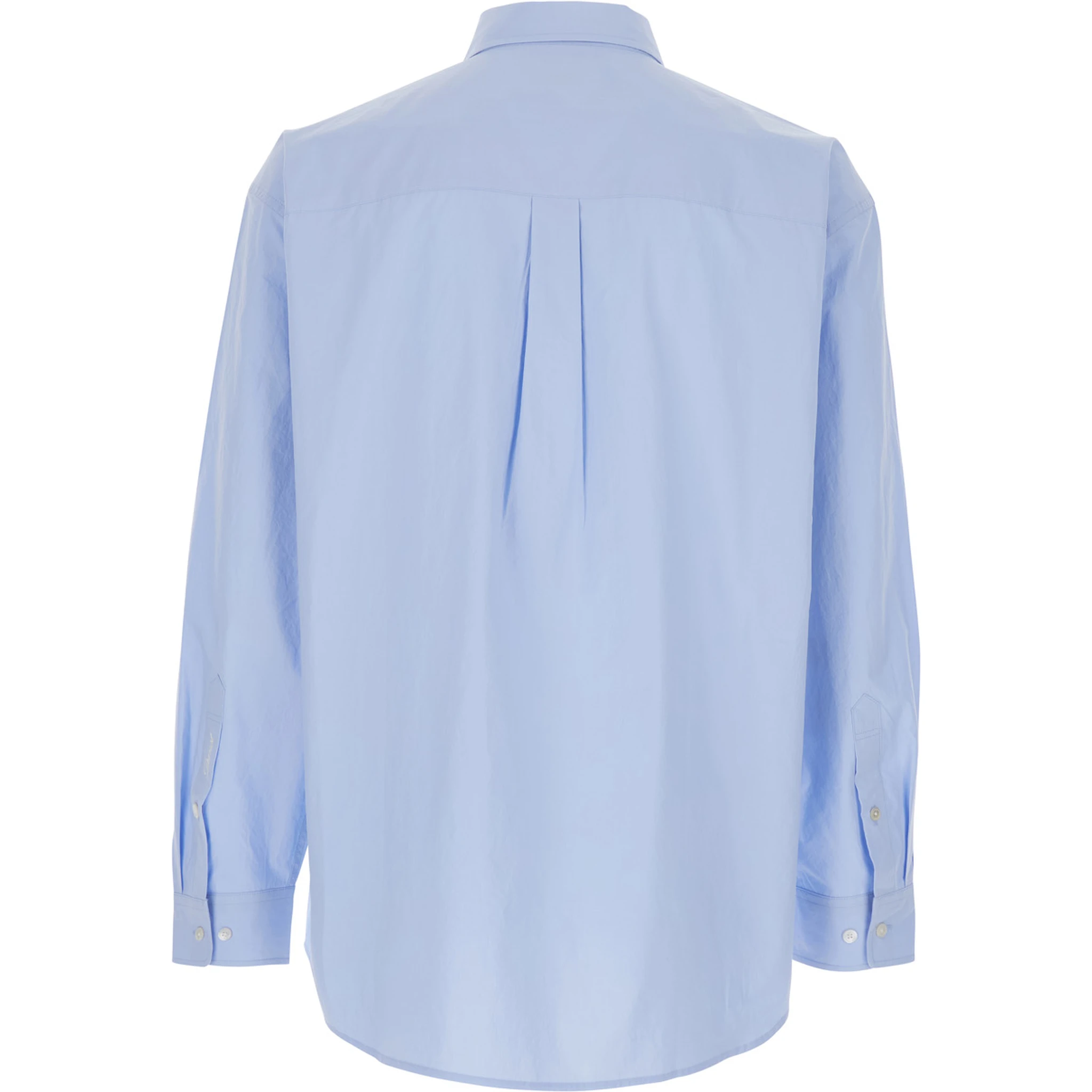 Light Blue Shirt with Patch Pocket on the Front and Embroidered Logo in Cotton Poplin Man
