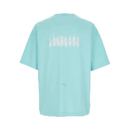 Light Blue T-Shirt with Logo Embroidered on the Front and Print on the Back in Cotton Man