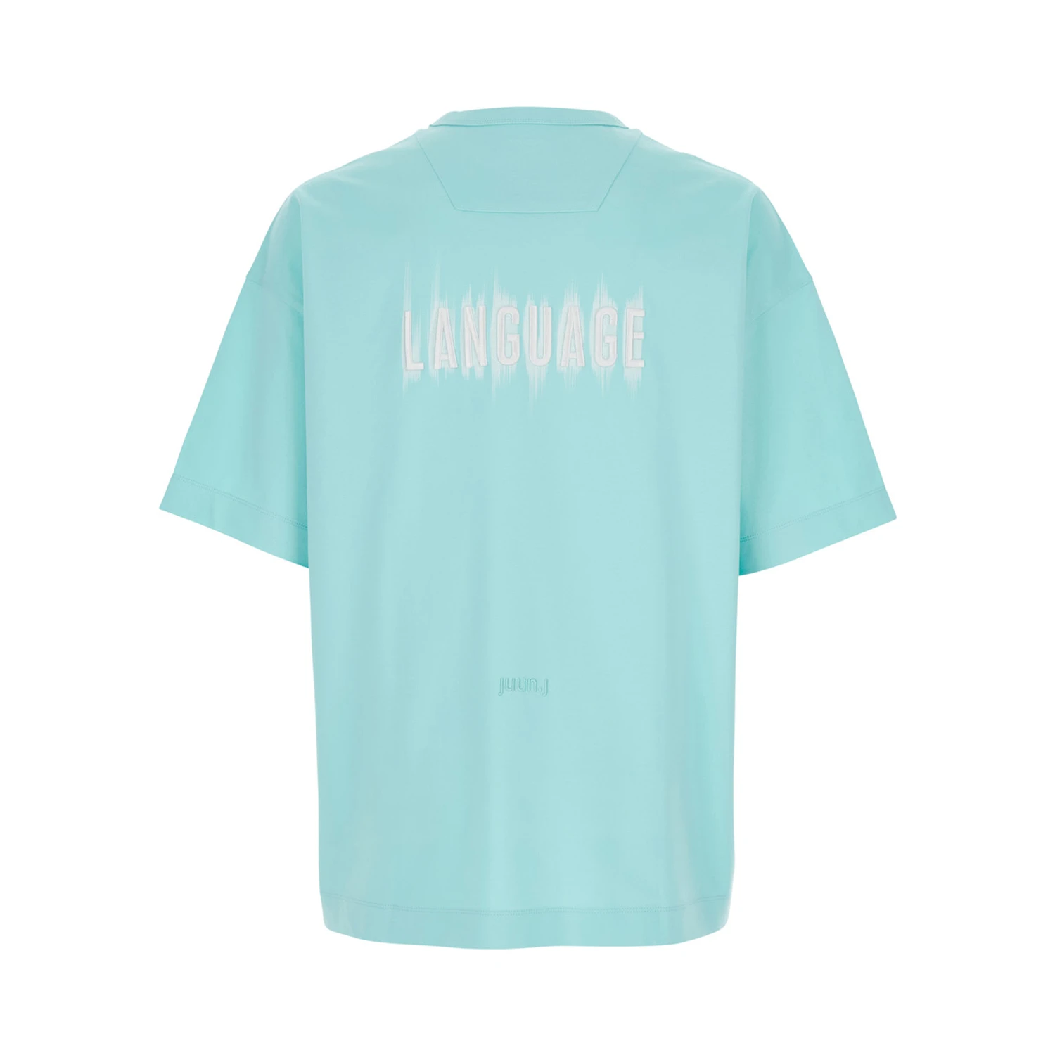 Light Blue T-Shirt with Logo Embroidered on the Front and Print on the Back in Cotton Man