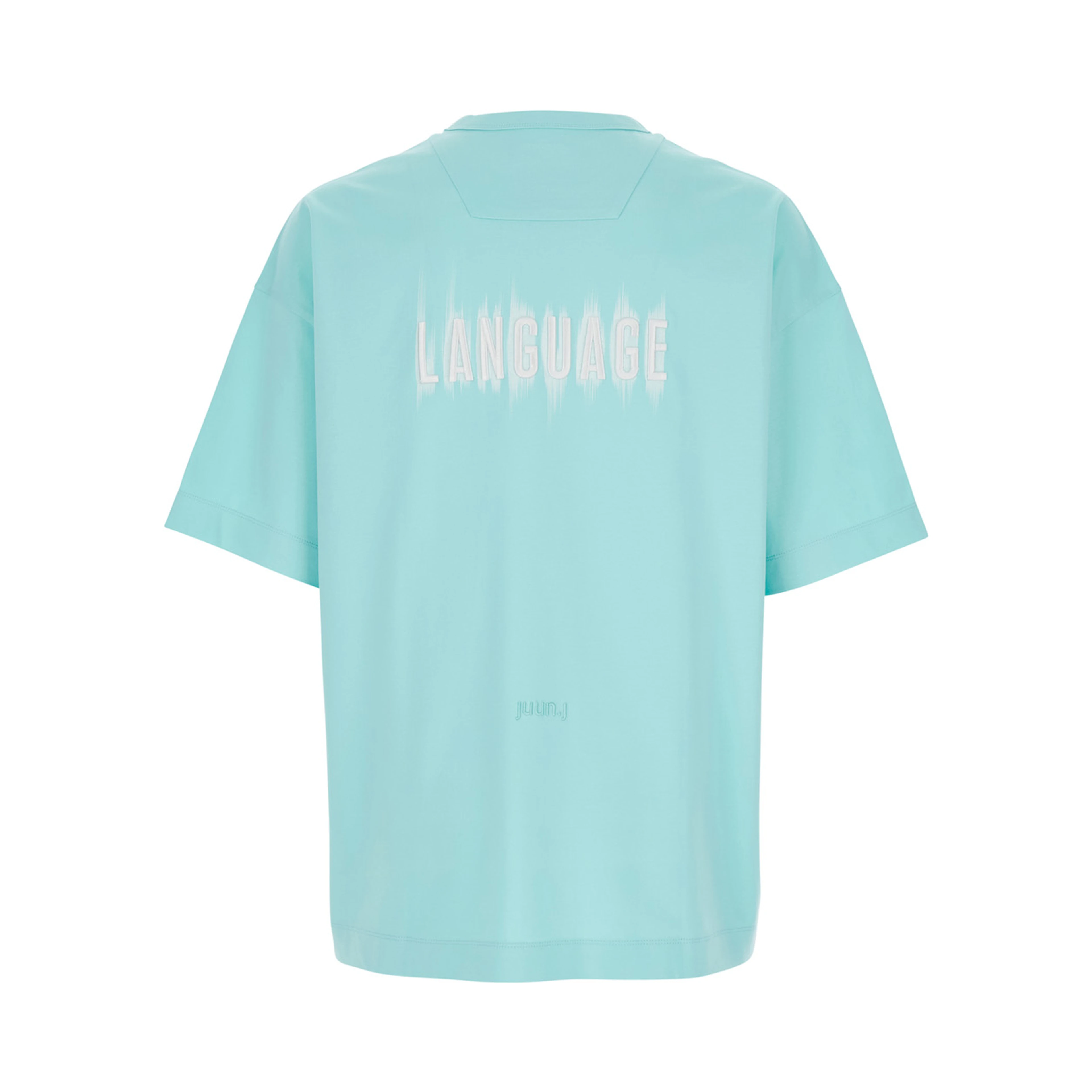 Light Blue T-Shirt with Logo Embroidered on the Front and Print on the Back in Cotton Man