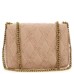 Quiltie 67 Pink Shoulder Bag with VLogo Metallic Plate on the Front in Quilted Leather Woman