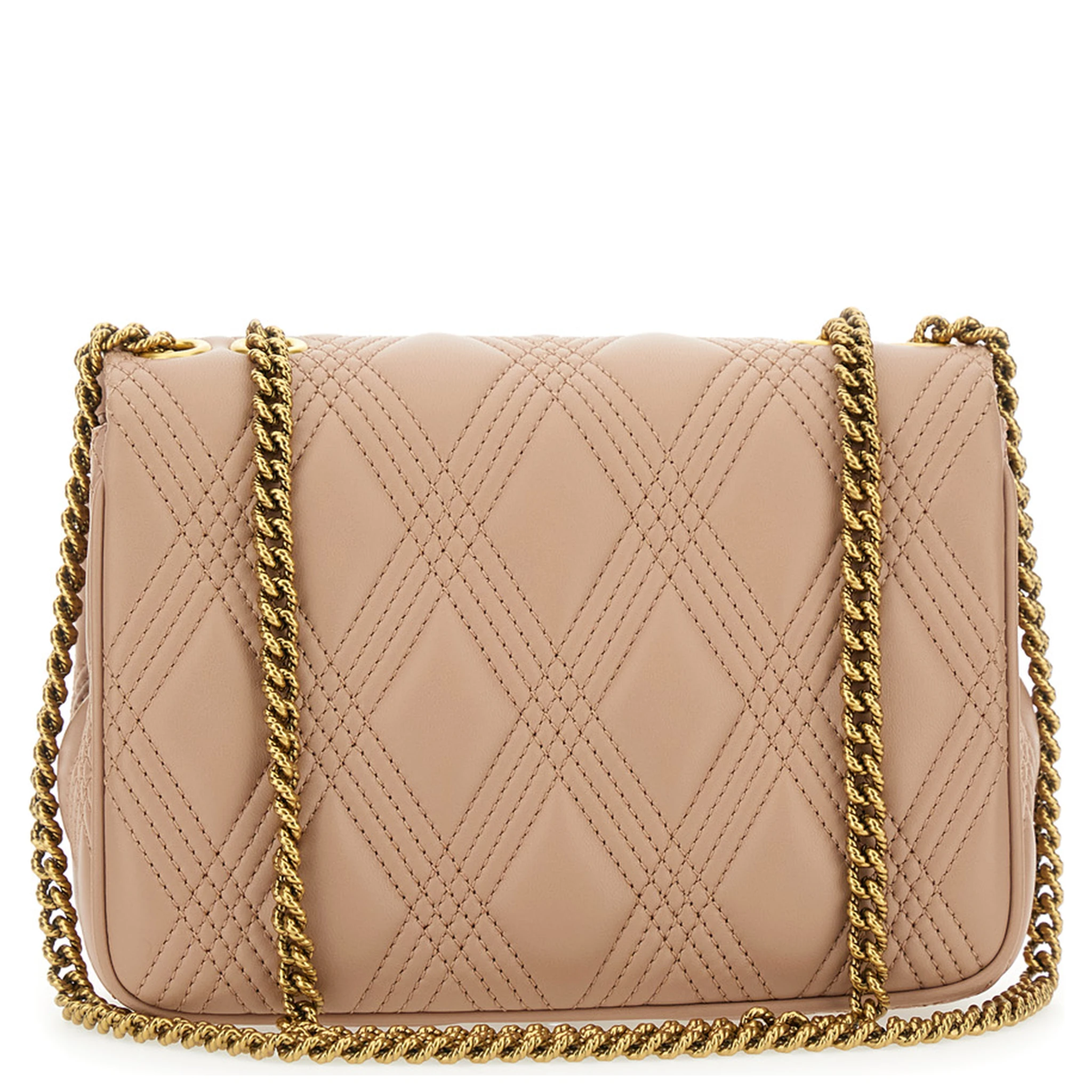Quiltie 67 Pink Shoulder Bag with VLogo Metallic Plate on the Front in Quilted Leather Woman