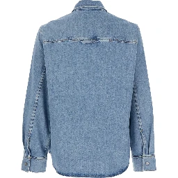 Light Blue Shirt with Classic Collar in Denim Man