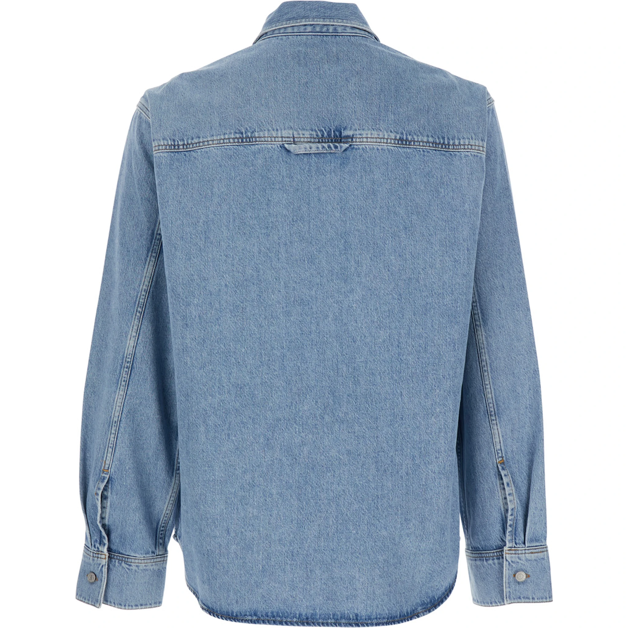 Light Blue Shirt with Classic Collar in Denim Man