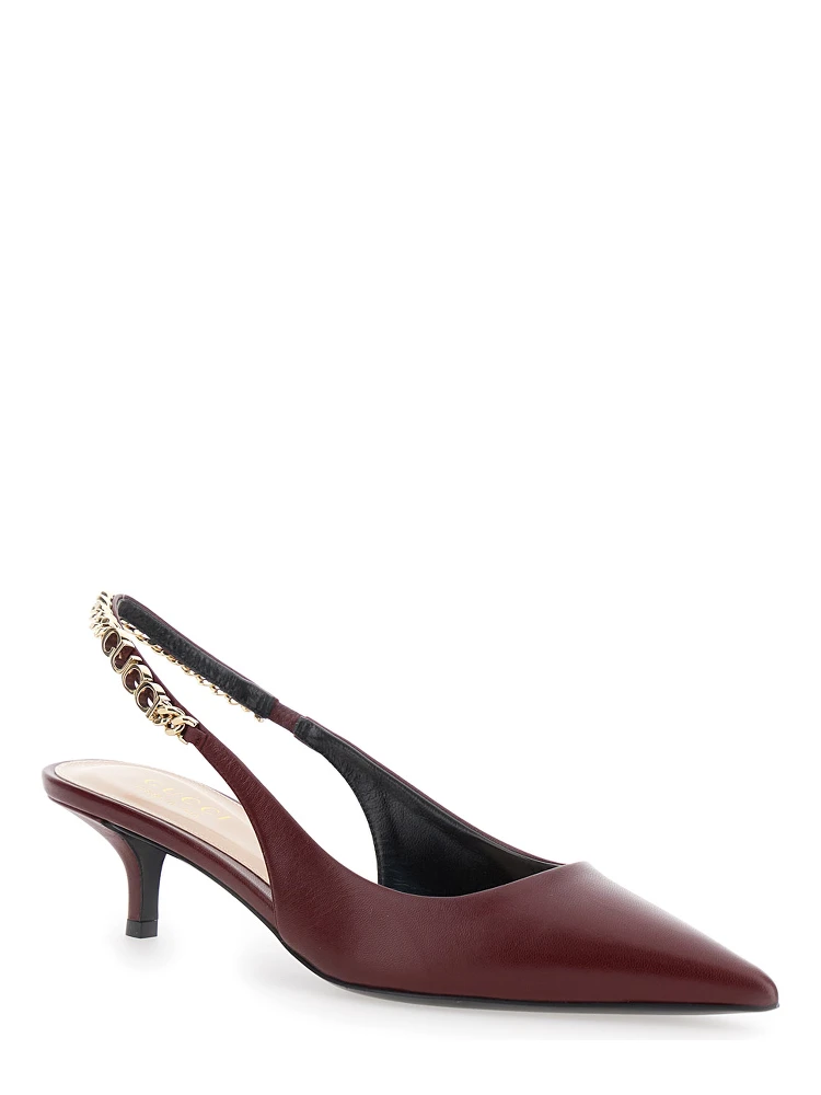 Signoria Red Ancora Slingback Pumps with Lettering in Leather Woman alternative