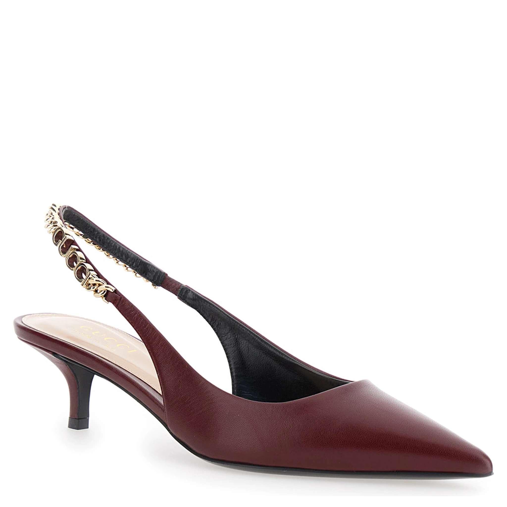 Signoria Red Ancora Slingback Pumps with Lettering in Leather Woman
