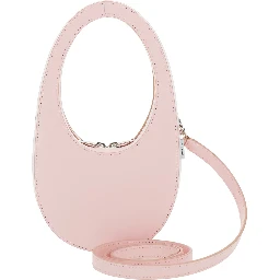 Mini Swipe Pink Crossbody Bag with Embossed Logo and Removable Shoulder Strap in Leather Woman