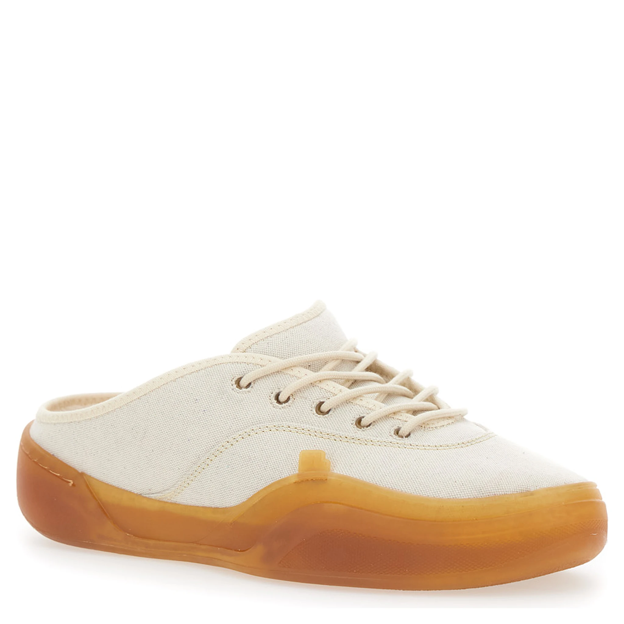 Low Skate Mule White Low Top Sneakers with Contrasting Sole in Cotton Man