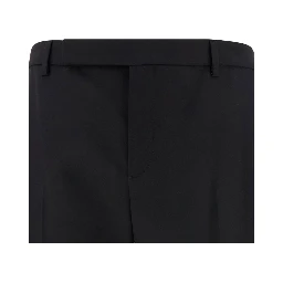 بنطال رجالي أسود مصمم خصيصًا من الصوف مع أزرار أمامية