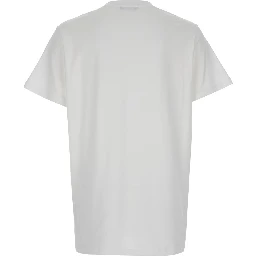 White Crewneck T-Shirt with Logo Lettering on the Front in Cotton Man