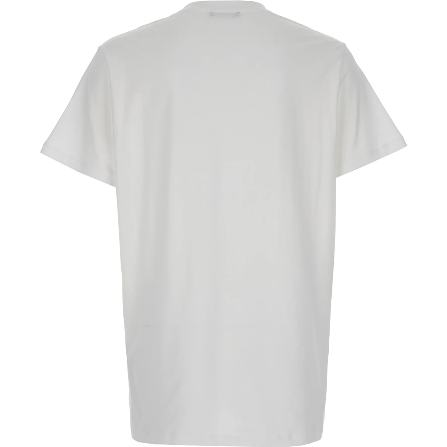 White Crewneck T-Shirt with Logo Lettering on the Front in Cotton Man