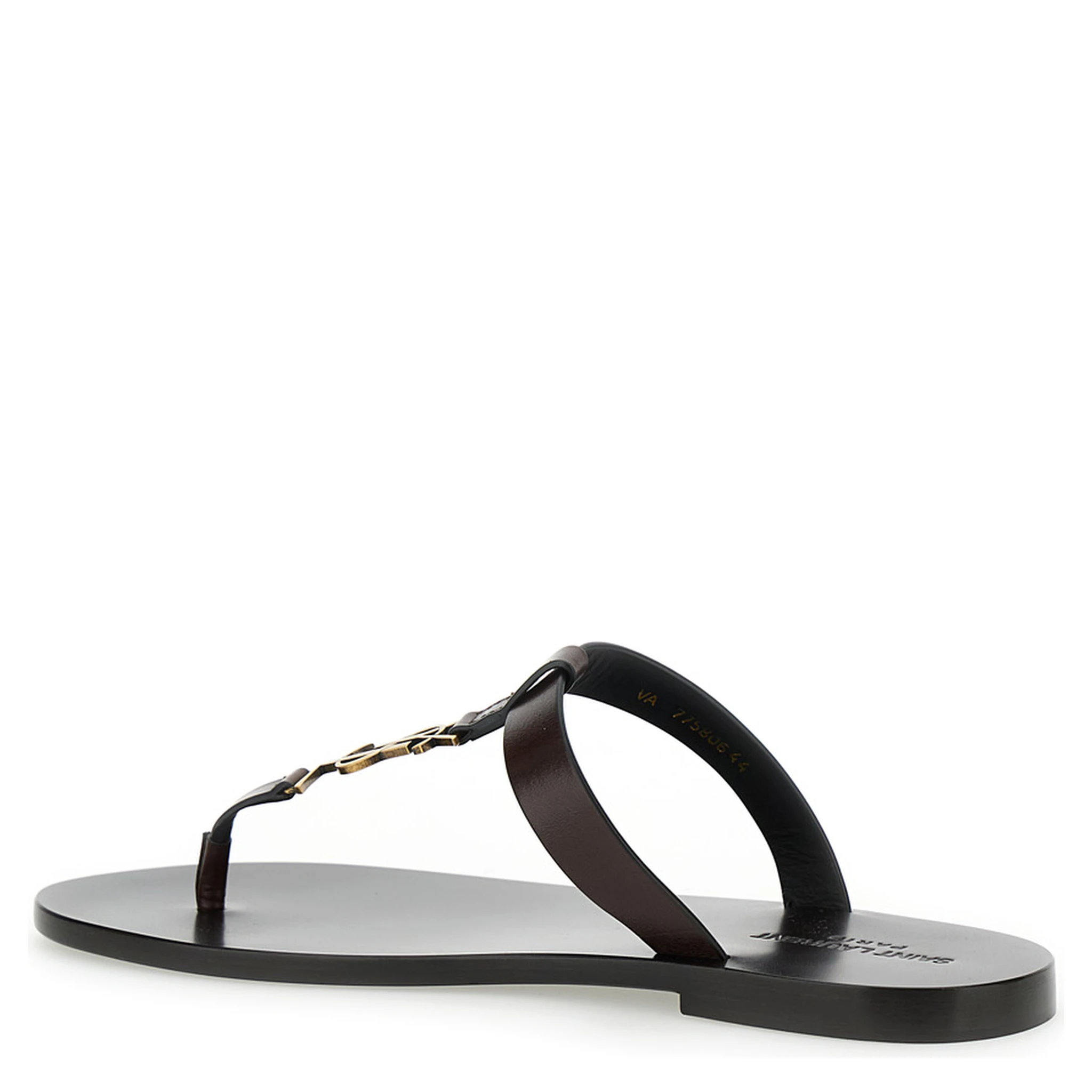 Cassandre Brown Flat Sandals with a T-Strap in Leather Woman