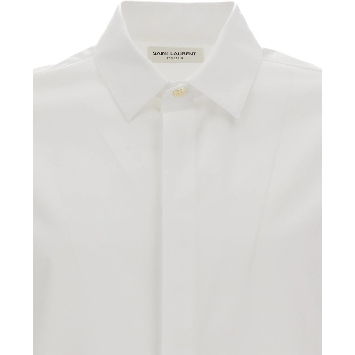 White Pointed Collar Long Sleeve Shirt in Cotton Man