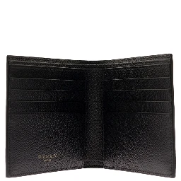 Black Bi-Fold Wallet with Cassandre Detail in Hammered Leather Man