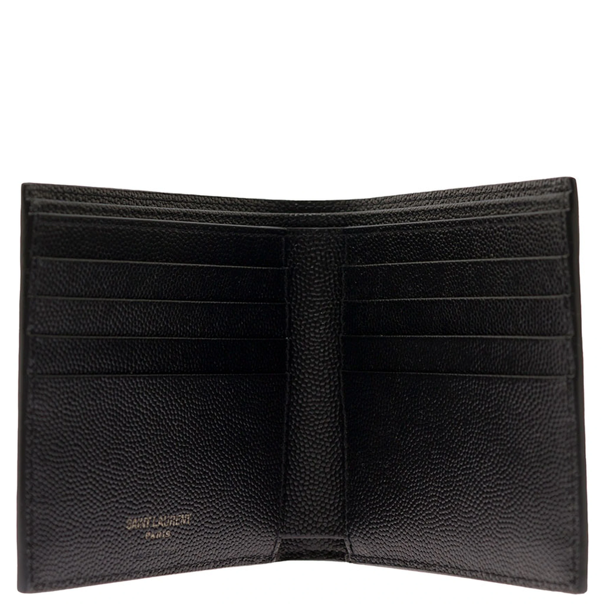 Black Bi-Fold Wallet with Cassandre Detail in Hammered Leather Man