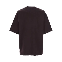 Bordeaux T-Shirt with Logo Embroidered on the Front and Print on the Back in Cotton Man