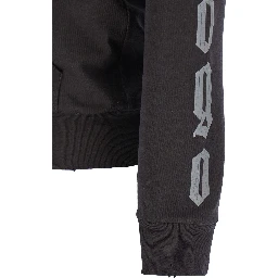 Black Zip-Up Hoodie with No Logo Gothic Print in Jersey Woman