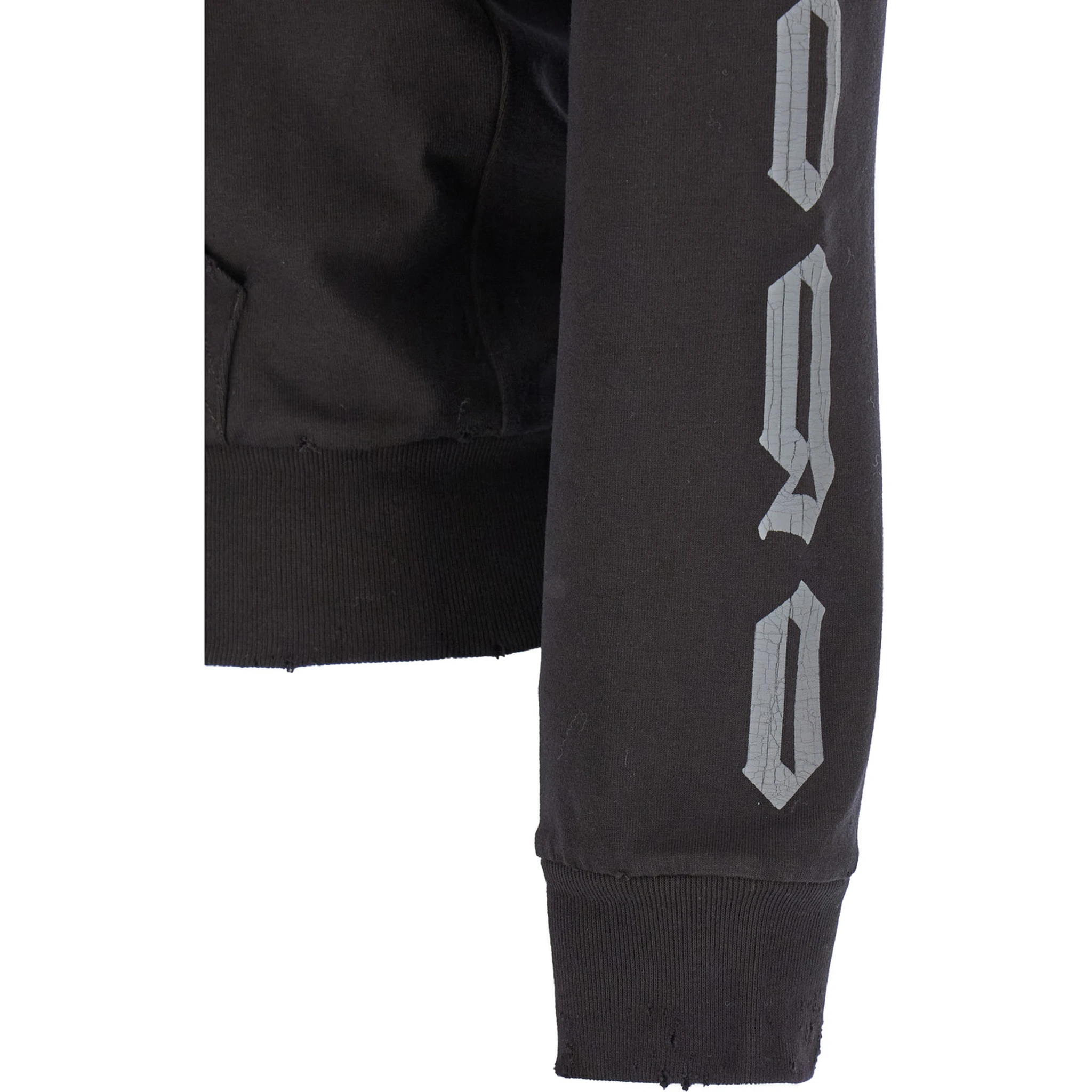 Black Zip-Up Hoodie with No Logo Gothic Print in Jersey Woman