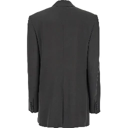 Grey Single-Breasted Jacket with Peak Revers in SIlk Woman