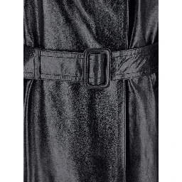 Alfeo Black Trench with Waist Belt in Leather Woman