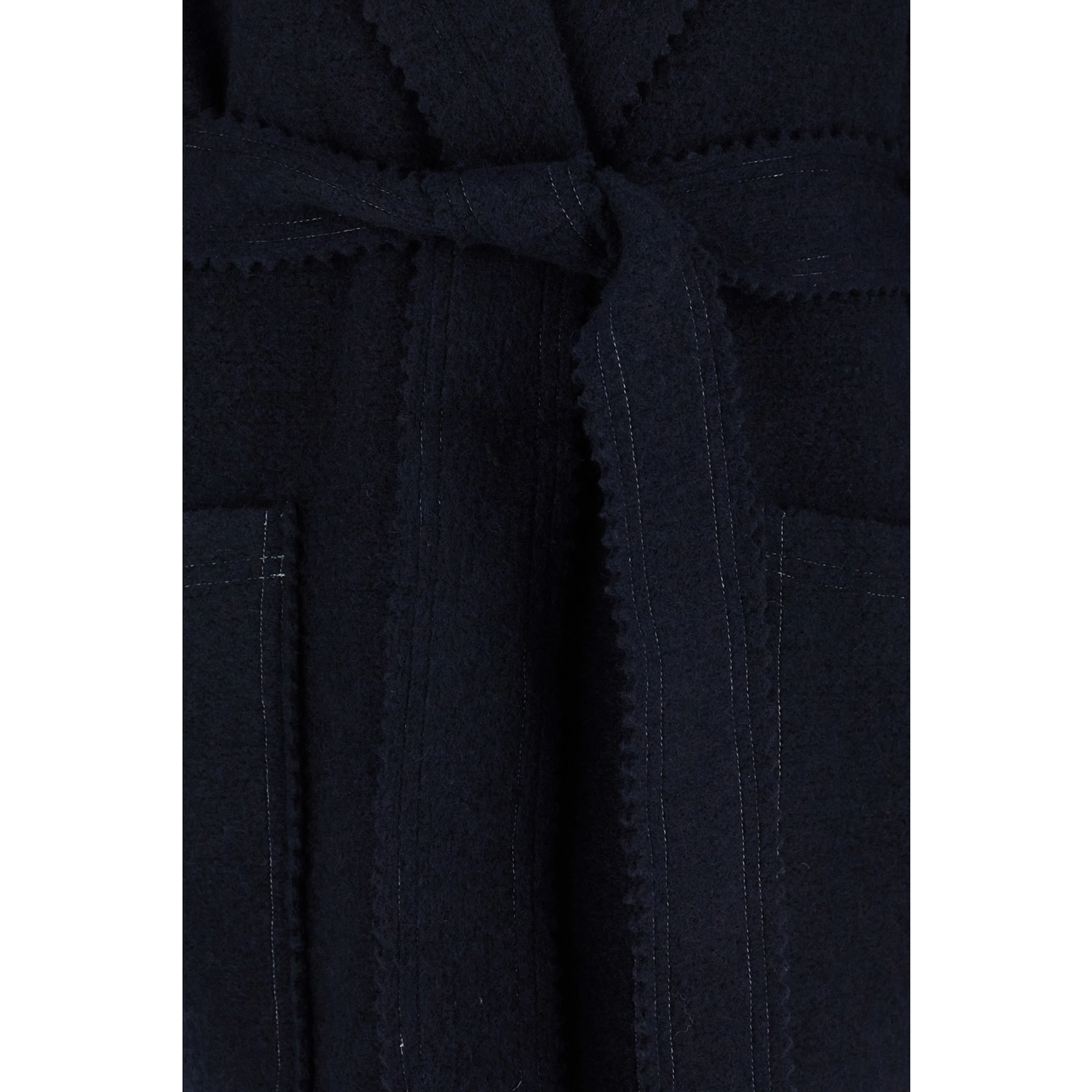 Jene Long Blue Coat with Belt in Wool and Cashmere Woman