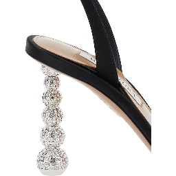 Yes Baby Black Strappy Sandals with Sculptural Heel in Satin Woman