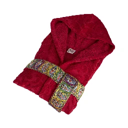 New Tradition Red Hooded Bath Robe with Ornamental Print Etro Home