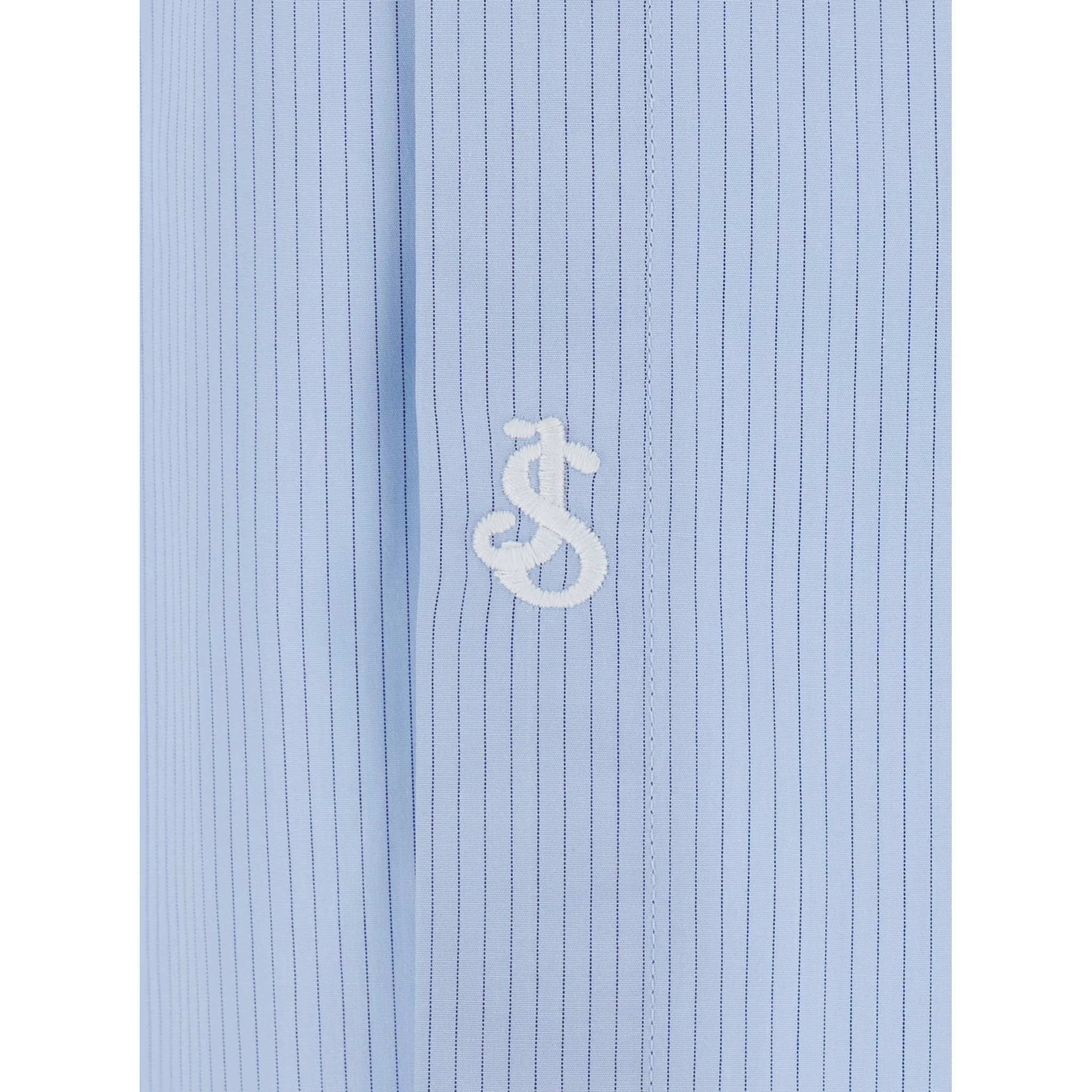 Light-Blue Pinstriped Shirt with Pointed Collar in Cotton Man