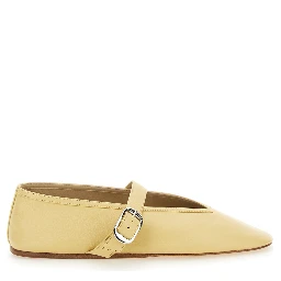 Stella Yellow Ballerinas with with Buckle Strap in Leather Woman
