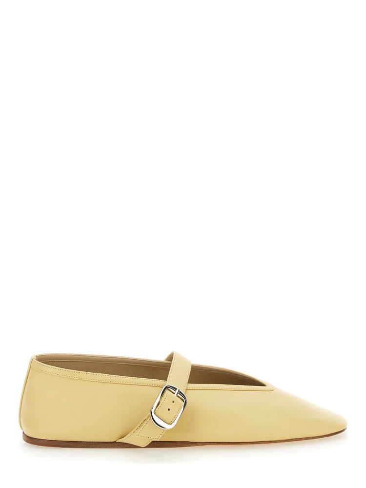 Stella Yellow Ballerinas with with Buckle Strap in Leather Woman