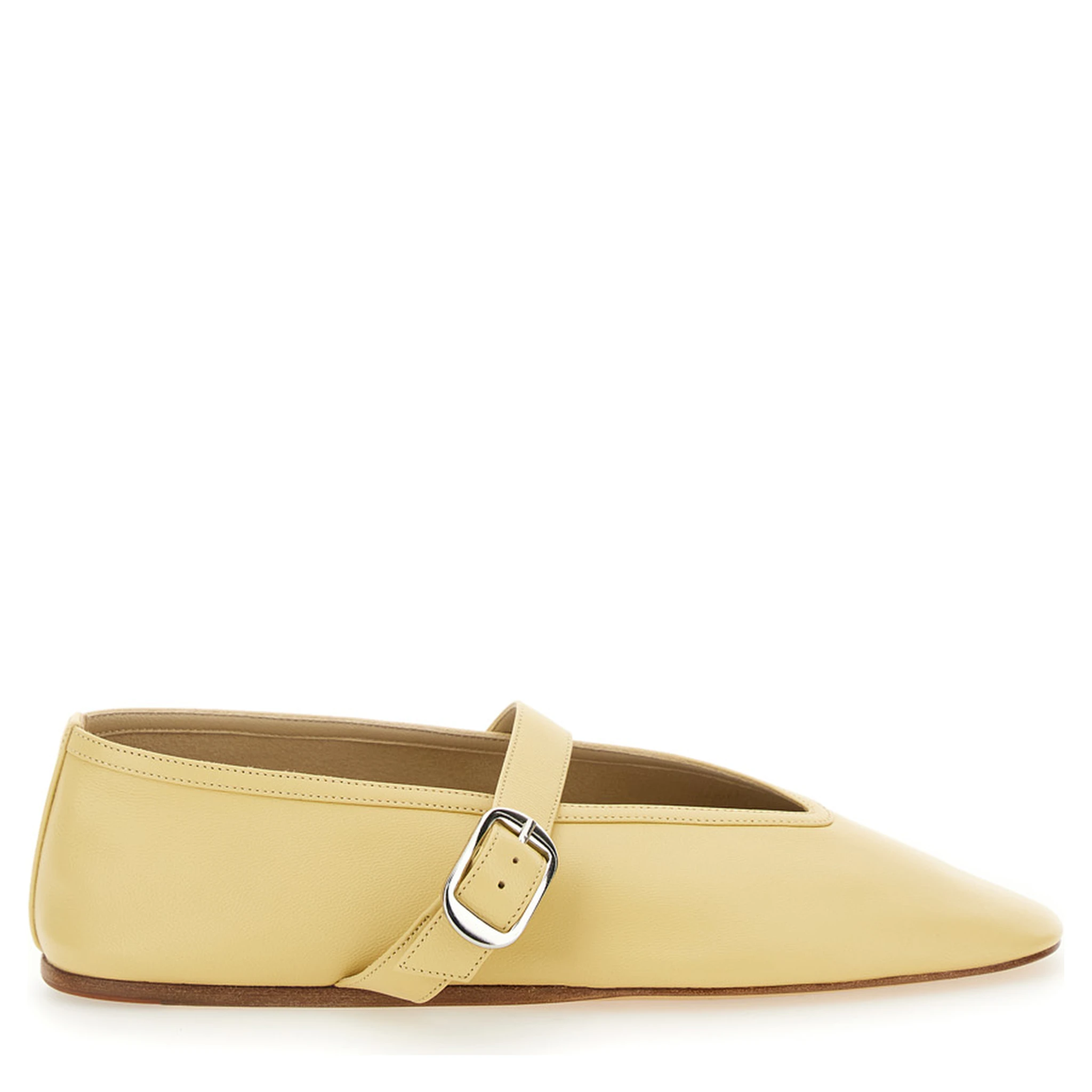 Stella Yellow Ballerinas with with Buckle Strap in Leather Woman