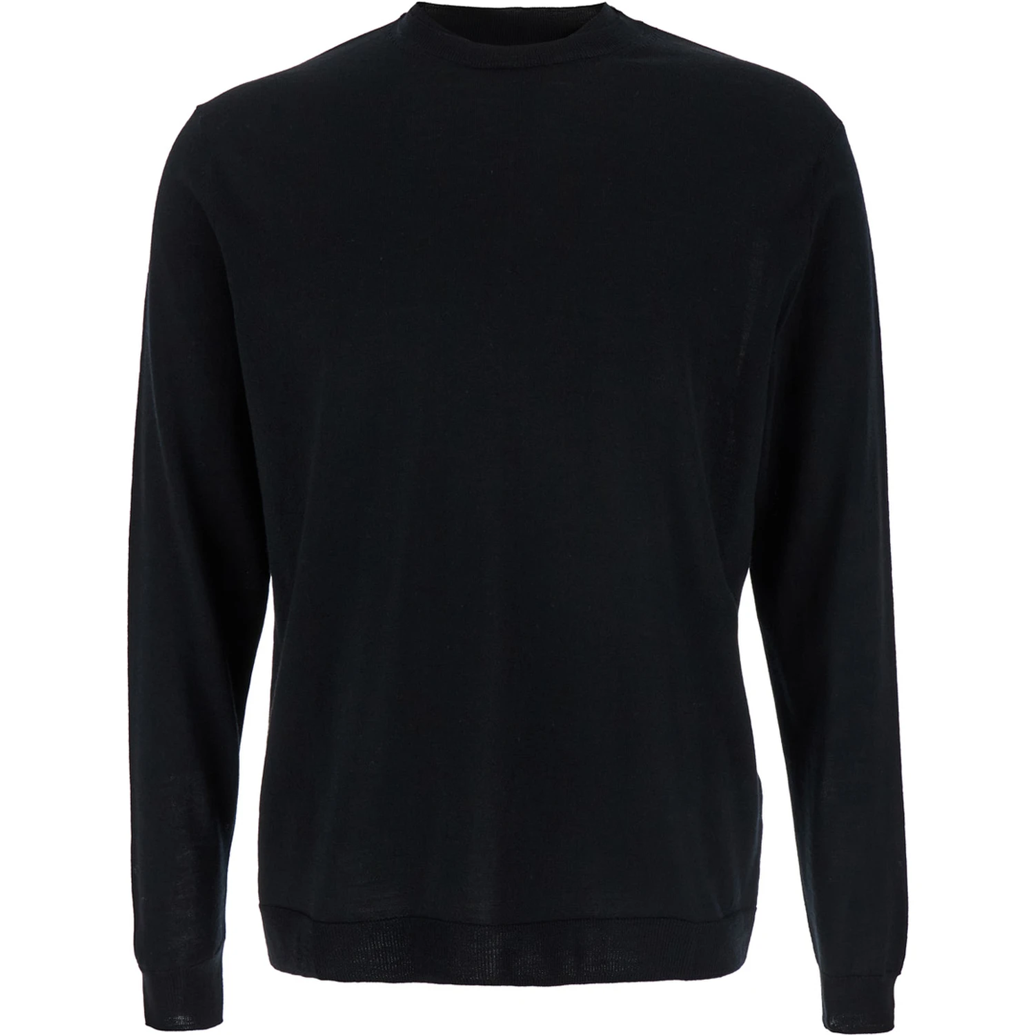 Black Crew Neck Pullover in Virgin Wool Man
